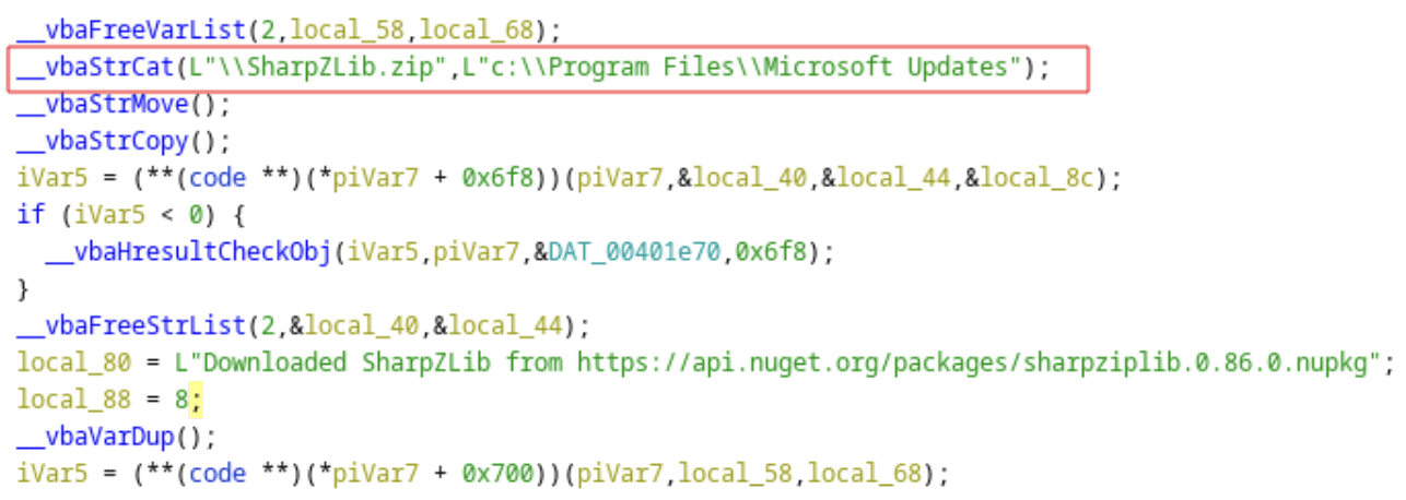 Figure 5: Malware downloads SharpZlib executable.