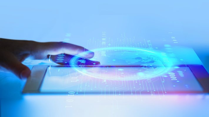 Man using a digital tablet device